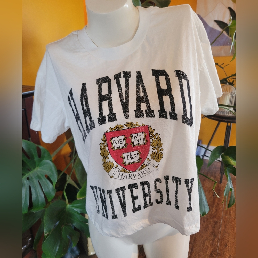 Harvard University White Crop T-Shirt